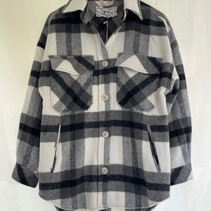 Pink Martini Collection, plad Button Down Shirt Jacket New For Fall 2023